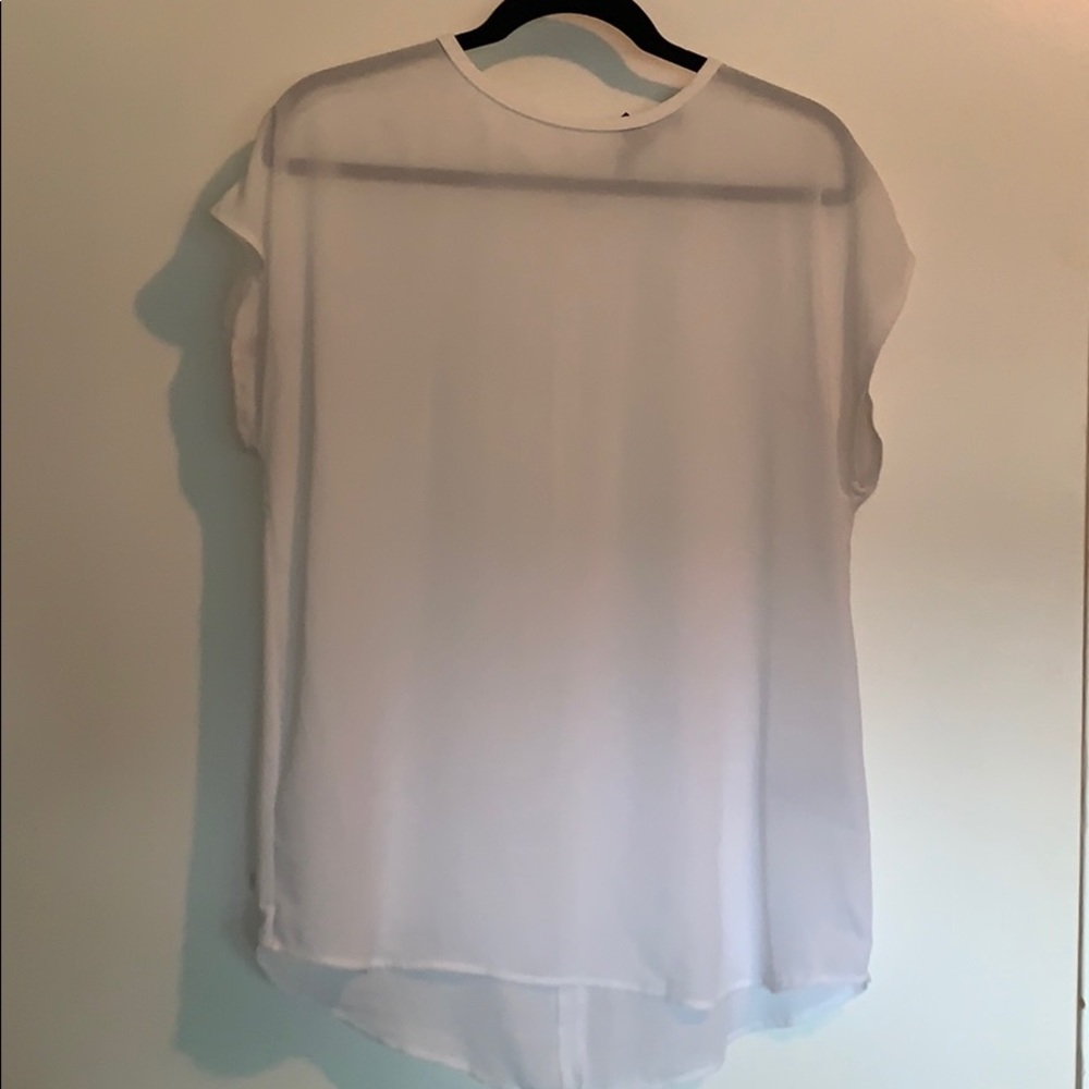 White sheer shirt sleeve blouse